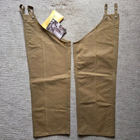 Filson Hunting Chaps Tin Cloth Waxed Cotton Size Reg Made USA Style 22H Dark Tan - Picture 1 of 12